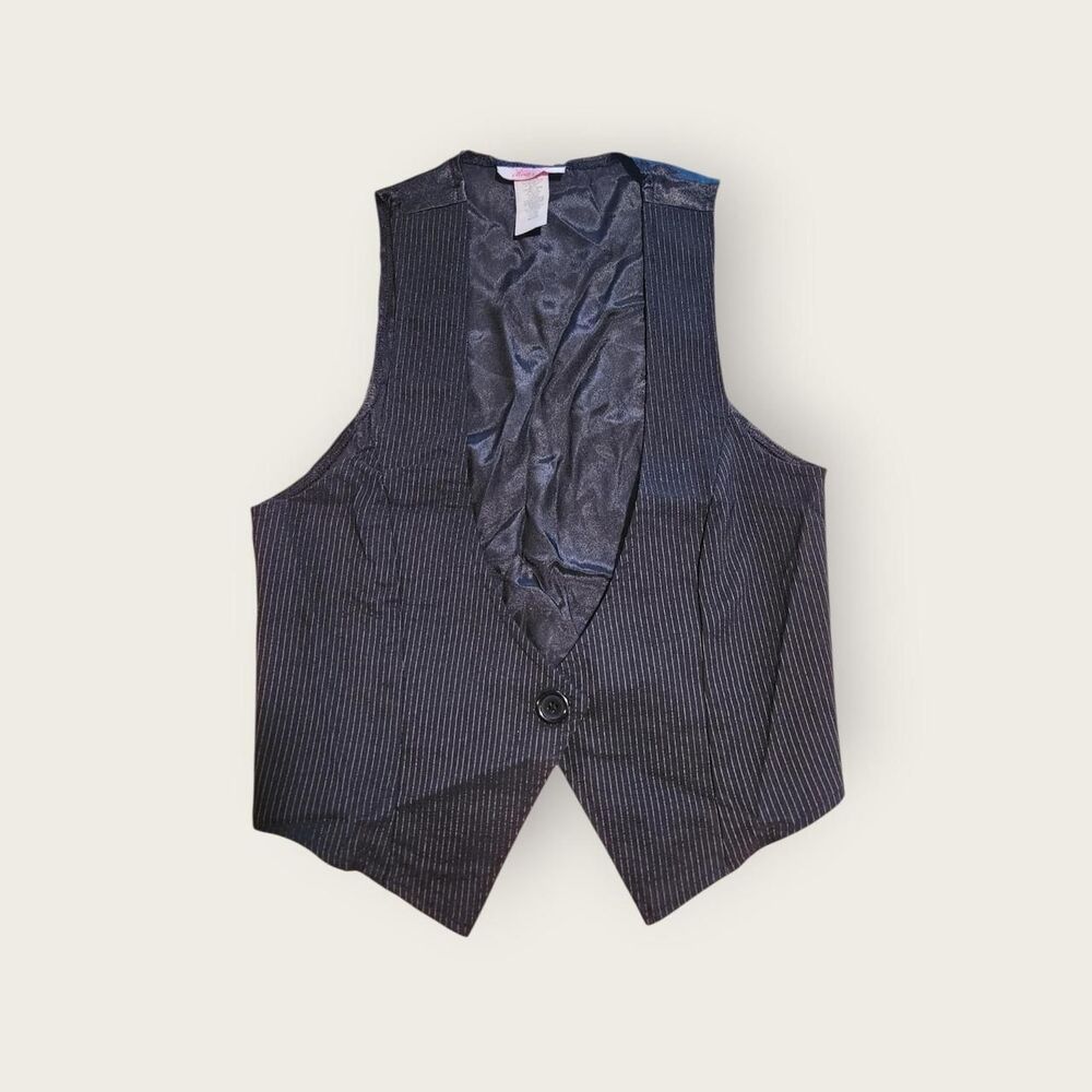Vintage Y2k early 2000s Ultra Flirt black cropped waistcoat vest